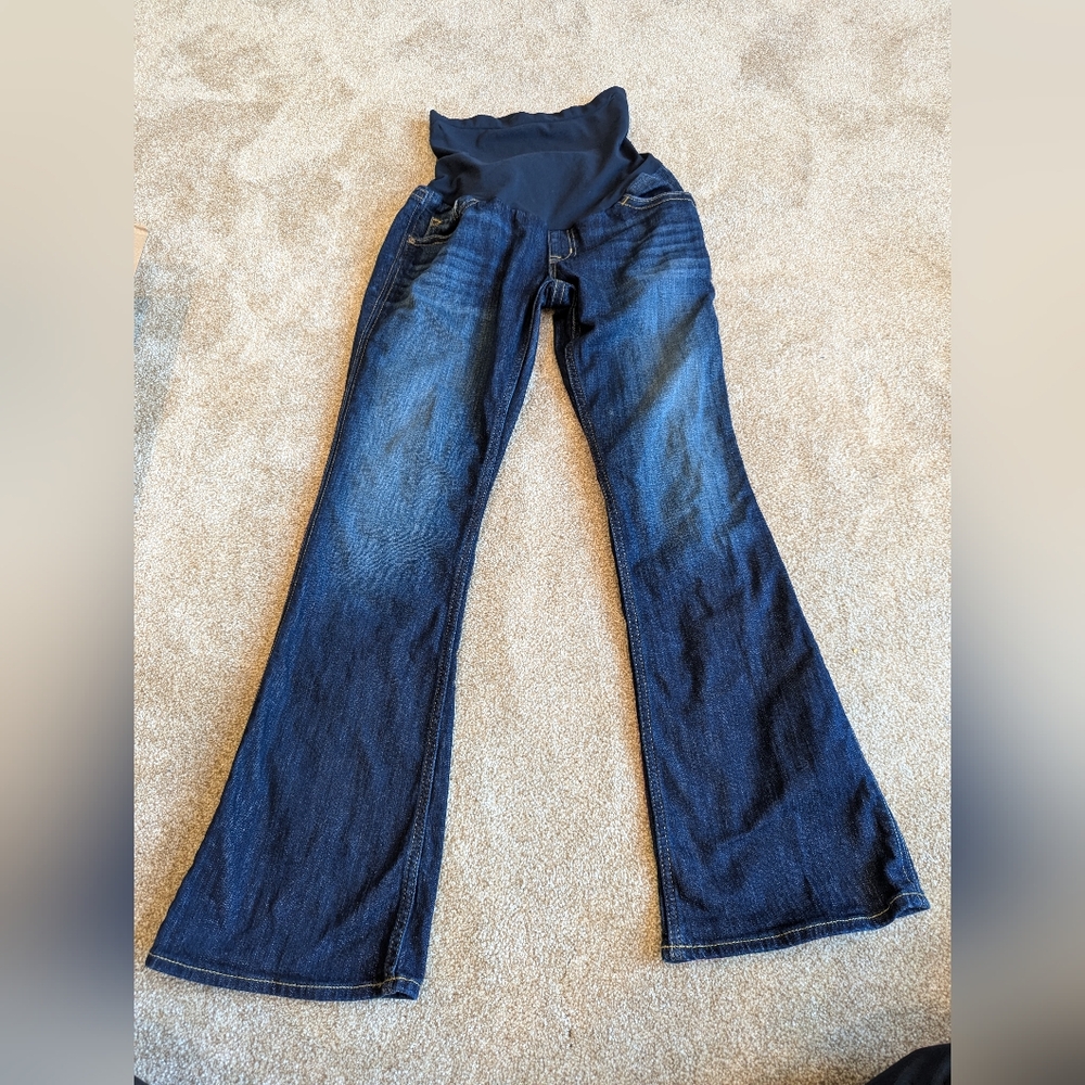 A Pea in the Pod Dark Blue Maternity Flare Jeans